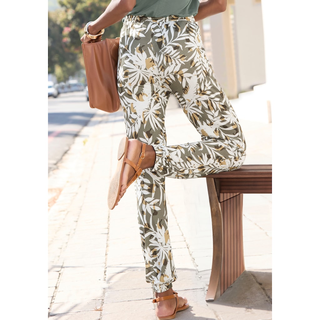 Vivance Jerseyhose, mit Alloverdruck, leichte Sommerhose mit Taschen, Strandhose