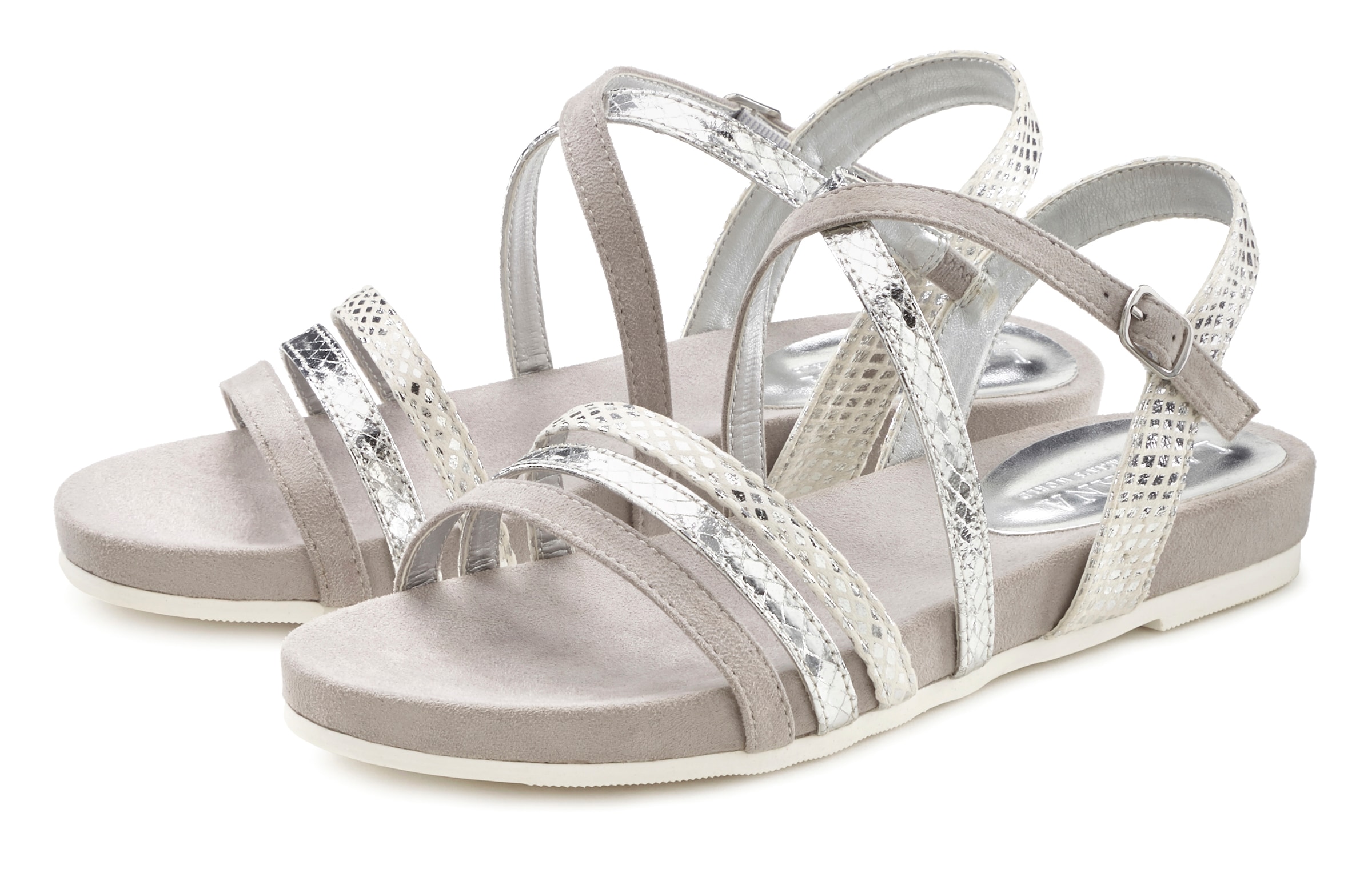 LASCANA Sandale »Sommerschuh«, Sandalette, Sommerschuh mit Metallic-Optik VEGAN